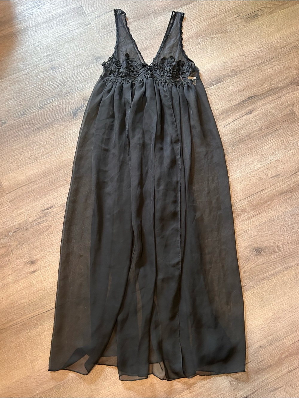 Vintage Victoria’s Secret Babydoll Nightgown Womens Small Black Sheer Lace